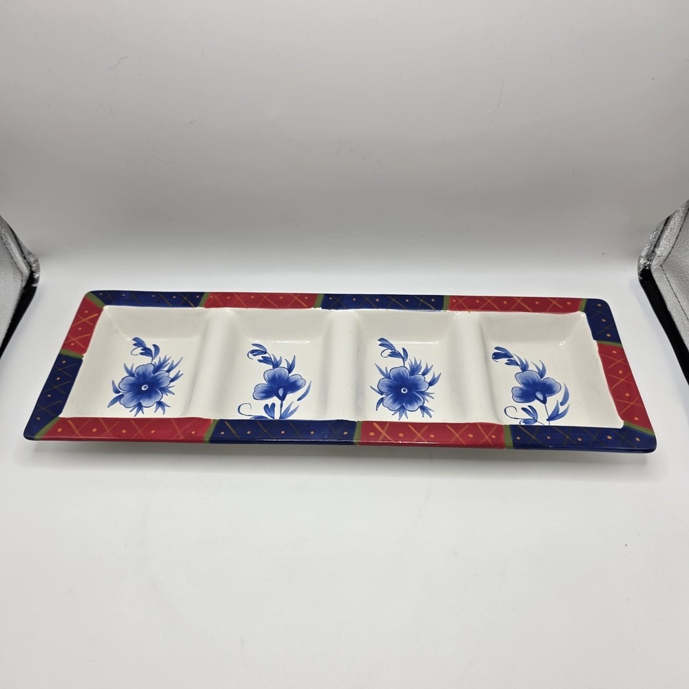 222 Fifth‎ Imari Divided Serving Tray 4 Section Appetizer Relish Dish